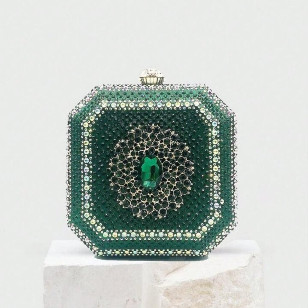 Emerald Green Rhinestone Handbag